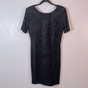 Vintage Nina Piccalino Black Burnout Velvet Leaf Print Dress